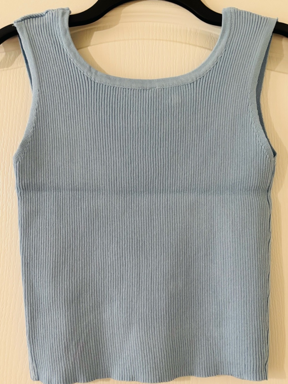 Y2K Light Blue Ribbed Knit Tank Top Multicolor Rhinestones - Picture 3 of 7